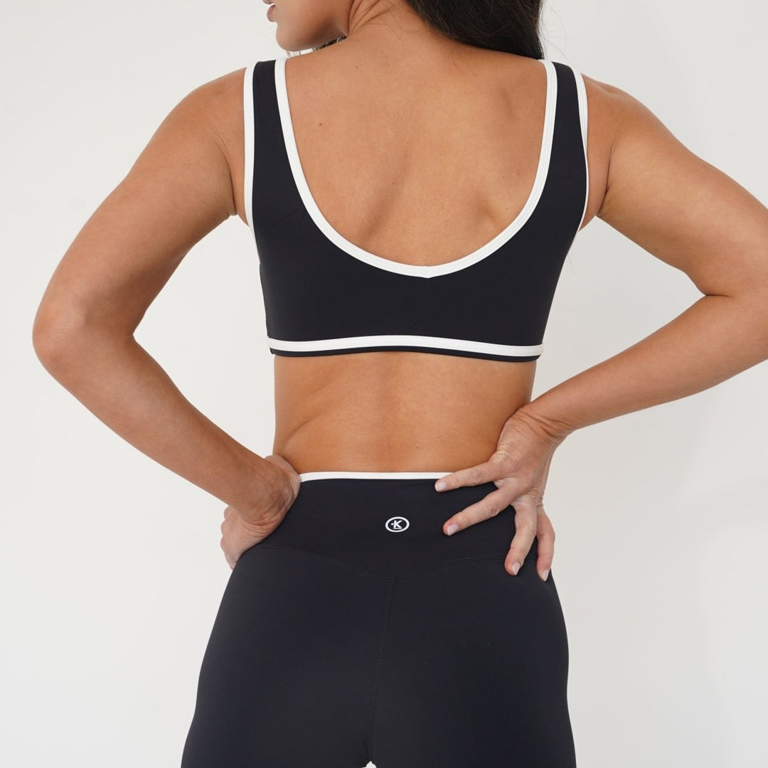 I Am Right Where I Need To Be Black Butter Sports Bra - Rockstar Peach