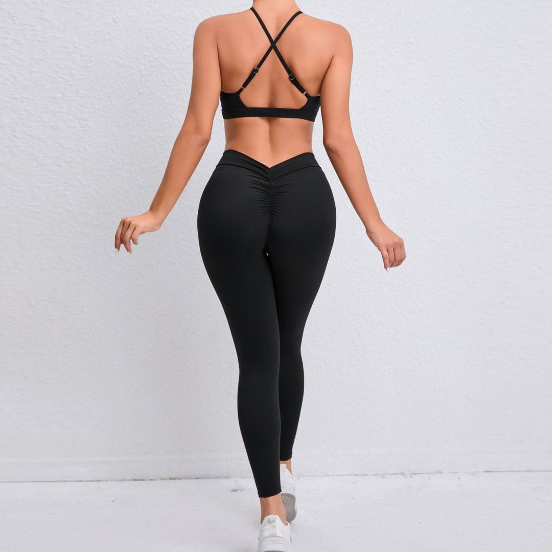 V Back Leggings - Rockstar Peach